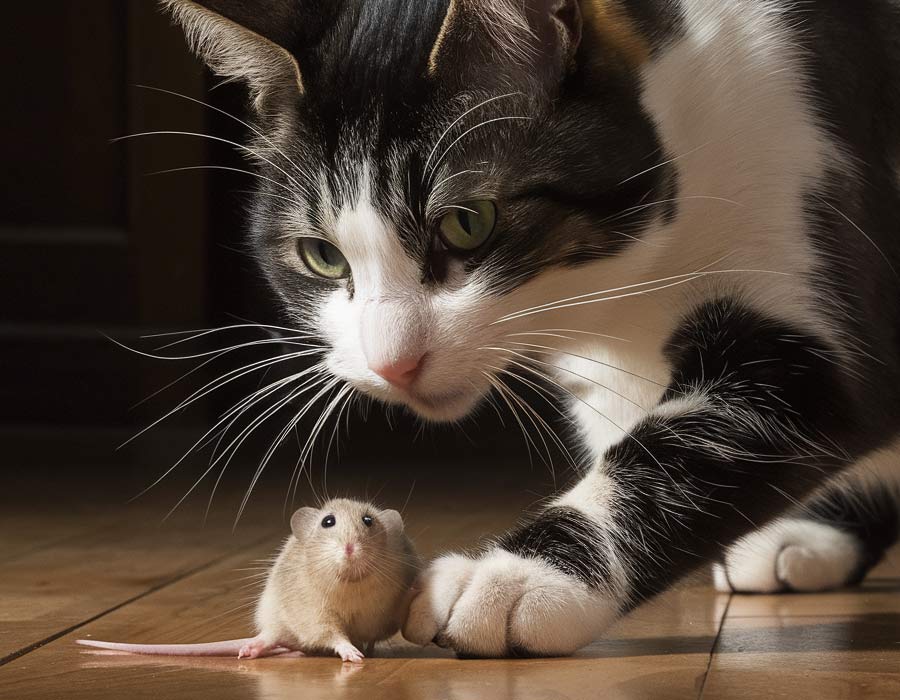 mačka-z-mišjo